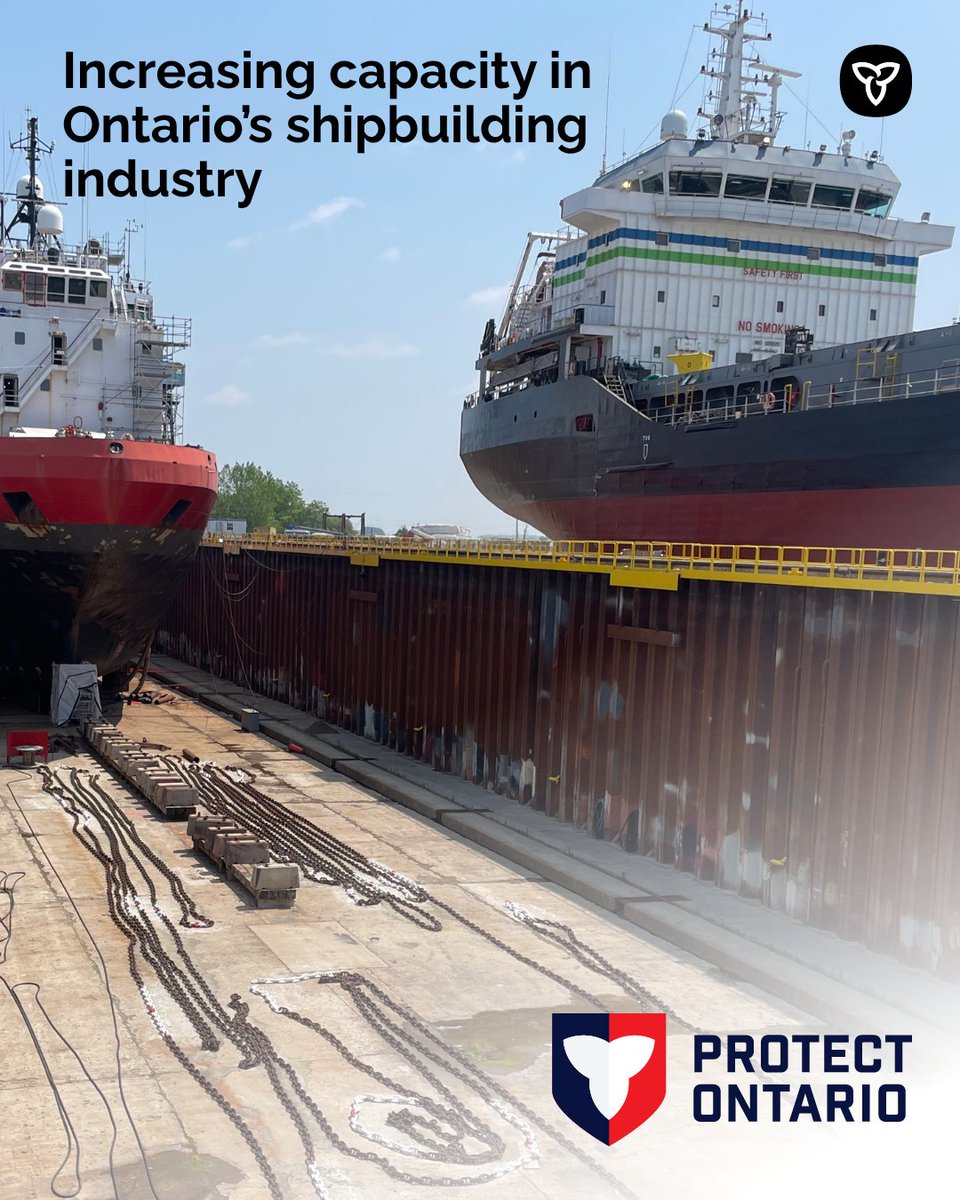 PBethlenfalvy's tweet photo. Ontario is investing over $90 million to support shipbuilding capacity.

This investment will help meet the growing demand for Ontario-made vessels, help Ontario shipbuilders support Canada’s National Shipbuilding Strategy and boost the economic competitiveness of Ontario’s shipbuilding and its supply chain while creating thousands of good-paying jobs across the marine sector.

Learn more: https://t.co/iWFEcB4Yuf

@fordnation, @PrabSarkaria
