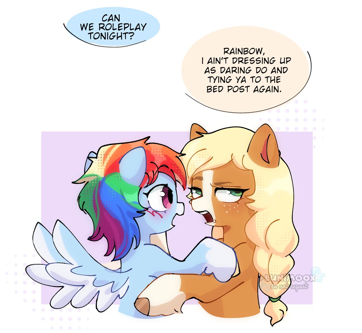 Lunimo0x's tweet photo. 🌈: Not even the hat? 😔
🍎: No

#mlp #mlpfim #appledash https://t.co/2frePvlhV3