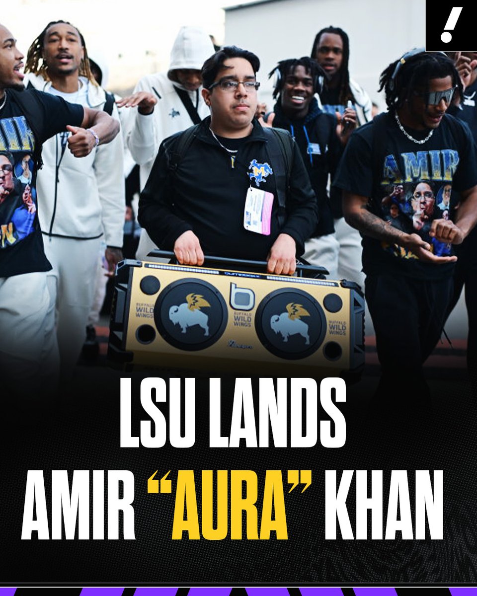 YahooSports's tweet photo. Viral student manager Amir "Aura" Khan is transferring to LSU to reunite with Will Wade, per ESPN.

Khan landed more than 20 NIL deals worth over six figures following his memorable 2025 March Madness run at McNeese State. https://t.co/dTWTWP7ZKL