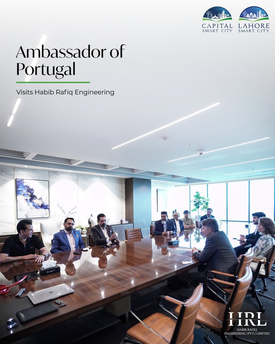 lahoresmartcity's tweet photo. It was a privilege to welcome His His Excellency Mr. Paulo Miguel Guedes Domingues, Ambassador of Portugal to Pakistan, to the Group Head Office of Habib Rafiq Engineering Private Limited in Lahore
#SmartCity #Portugal #HRLGroup #HRLEngineering #LahoreSmartCity https://t.co/LkULAkiFcj