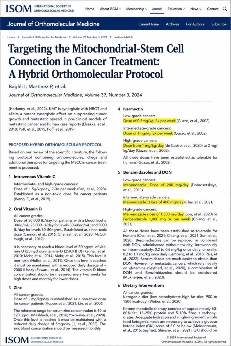 rxmeds_store's tweet photo. CANCER HAS BEEN CURED

Ivermectin & Fenbendazole cure cancer.

Pass it on.

BREAKING NEWS: First-in-the-World Ivermectin, Mebendazole and Fenbendazole Protocol in Cancer has been peer-reviewed and published on Sep.19, 2024! 

The future of Cancer Treatment starts NOW.

My thanks to lead authors Ilyes Baghli and Pierrick Martinez for their incredible inspired work, FLCCC’s Dr.Paul Marik for his extensive work on repurposed drugs and every co-author who worked hard to bring this paper to life.

I hope that this peer-reviewed paper lays the groundwork for a brand new future for Cancer Treatment.

Many of you know that I have been helping thousands of Cancer patients with high dose Ivermectin, Mebendazole, and Fenbendazole

FOLLOW ME, THE NEXT DROP WILL BE SHOCKING