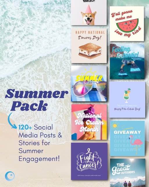 PipelineSocial's tweet photo. 😎  Happy Summer! Our Summer Social Media Post Pack will help you spend more time in the sun and less time at your computer. For only $19.99, get 120+ graphics, stories, and captions for your business or brand. 📲 Get Yours Today! https://t.co/tlj5AEPccj https://t.co/3S3JqHVKzP