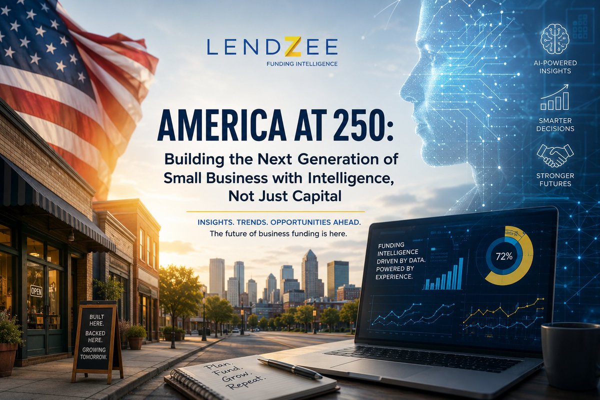 LENDZEEFunding's tweet photo. America wasn't built by big business, it was built by entrepreneurs.
As we celebrate 250 years, AI is reshaping finance, but trust and good advice still matter most.
🔗https://t.co/c9VG6lw3EK
#SmallBusiness #AI #Fintech #Franchising https://t.co/zekQnDiSzj