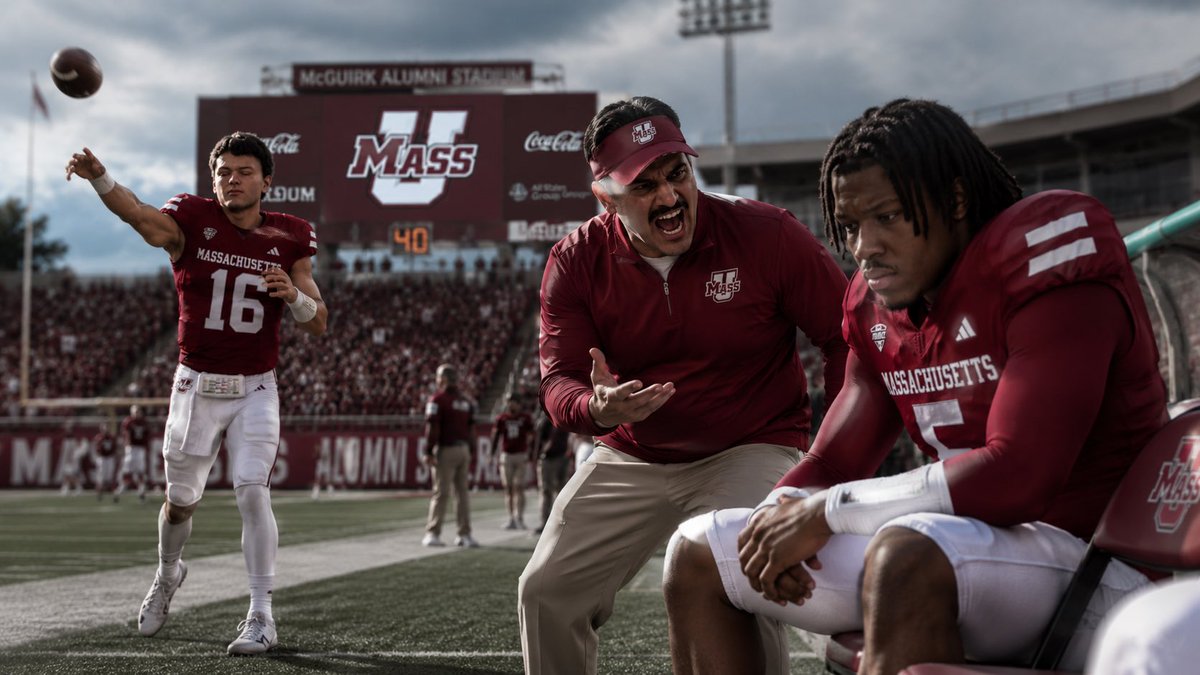 umassfb's tweet photo. BREAKING: QB Pop Watson has been BENCHED after a horrid week 1 showing vs Mo State. Watson had 5 turnovers including 4 interceptions and a fumble on the goal line.

Head Coach Drew Gallagher turns to Logan Inagawa for now https://t.co/O1PTNF8CxF