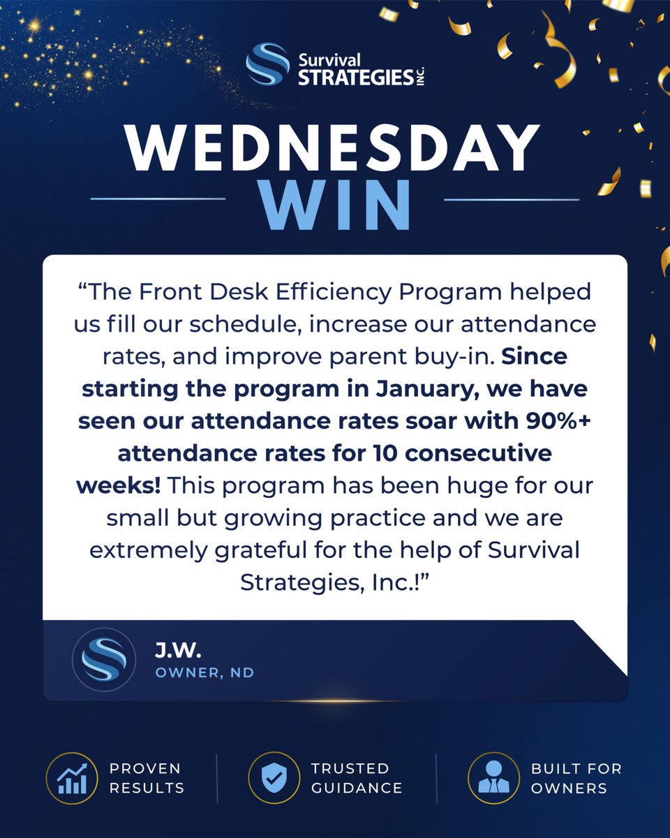 OfficialSSInc's tweet photo. Wednesday Win 💙

Real growth isn’t measured by good intentions—it’s measured by results.

When the right systems are in place, your team performs better, your patients stay engaged, and your practice can grow with confidence.

Congratulations to J.W. and the team on an incredible achievement. Here’s to many more wins ahead.

DM us to get started!