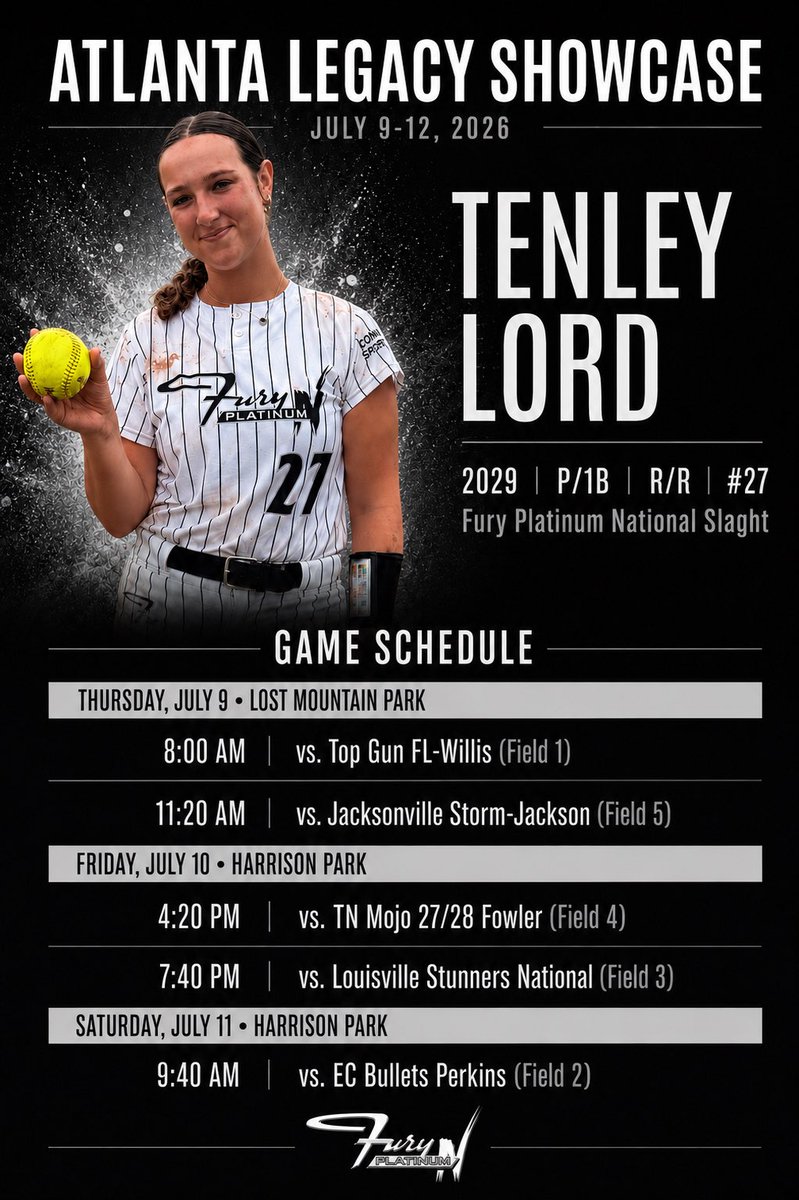 TenleyLord2029's tweet photo. Next is Atlanta for the Atlanta Legacy showcase in the 16u bracket!!
Come check us out! @JoeSlaght @VAFuryPlat2029 @ExtraInningSB @Sports_Recruits @PrepSoftball https://t.co/dEcmpKiALs