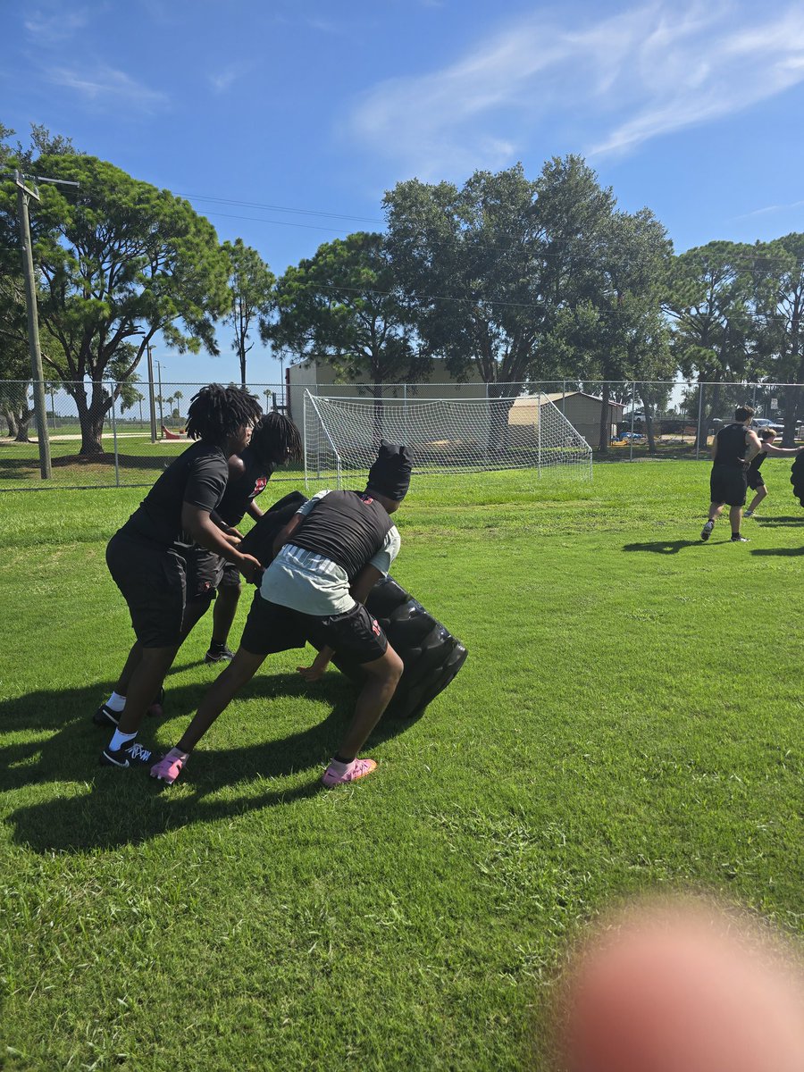 CoachPost70's tweet photo. The @PalmettoFBall inside and outside LB group got in some  tire work today after lifts. The boys worked hard in the weightroom and out on the grass getting ready for the upcoming season. https://t.co/9HuzL4IfaS