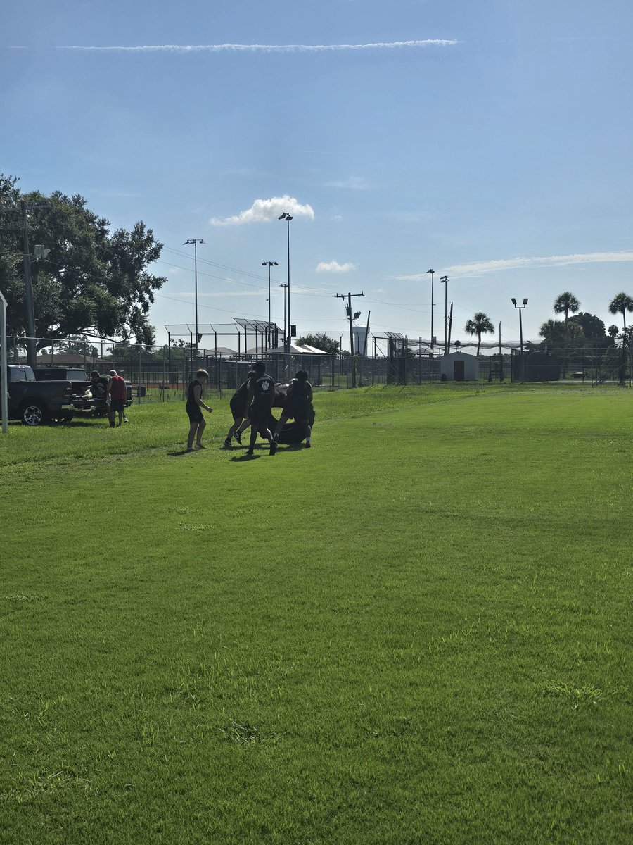 CoachPost70's tweet photo. The @PalmettoFBall inside and outside LB group got in some  tire work today after lifts. The boys worked hard in the weightroom and out on the grass getting ready for the upcoming season. https://t.co/9HuzL4IfaS