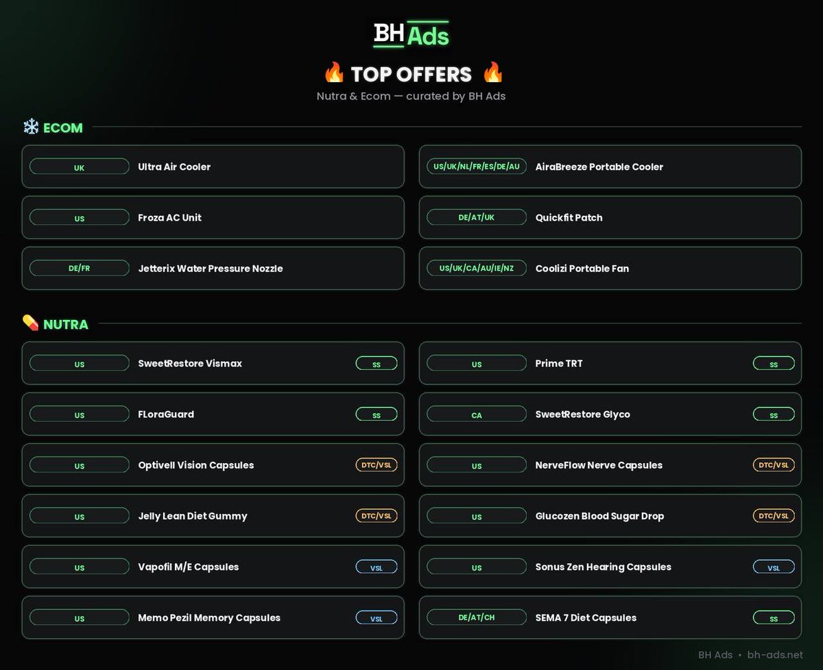 BH_CPA's tweet photo. Часик в радость!🫰

Who we are?

BH Ads is a CC submit processing + leading media buying + Private network.

We prefer privacy, we don’t push anyone, and we try to work only with teams that are really among the best on the market. We usually don’t work with teams that can’t provide any volume and just take our time. Our vision is simple - to build long term, trusted cooperation, scale strong teams, and make good money together.

Our main focus has always been  blanks. We are professionals there and we know how this market works from both sides. But because of the hard times in the sweepstakes market, we also added Nutra and Ecom verticals to diversify our traffic. We already have many teams interested in these offers, and some of them are doing really solid volumes.

When it comes to processing, we work only with trusted providers on exclusive terms, and we are mainly interested in high quality traffic, especially paid social traffic.

We also provide monthly MRR for teams/buyers that are able to make volume. On top of that, we offer competitive EPCs and can keep them more or less stable in the long run.

We also noticed that our blanks are being copied by different big providers - which only proves that we know what we are doing, and honestly, it makes us proud 😎
But from now on, we will not share our offers in public. We love privacy and prefer to keep things private. We don’t need to advertise ourselves everywhere or push buyers/teams non-stop to run with us ❤️

Also, teams that are registered on our platform but haven’t sent any traffic during the last 2 months will be deactivated during this week. We are preparing a new setup with fresh blanks for CC submit, and we want to keep only the teams that are really interested in growing and scaling up with us.

If you are ready to make good money together and not just talk - you are welcome, let’s discuss cooperation 💵

And as always - let’s make it big together 🎩

📱 Contact us on telegram: 
Support Team: @bh_support

Affiliate Manager: @bh_asya

Mediabuying: @bh_mediabuying

CEO: @bh_offers

#vsl #sweeps #blanks #nutra #ecom #affiliatemarketing #affiliate #ggate