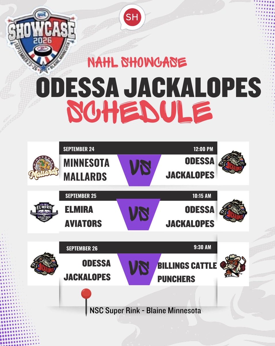 LetsGoJacks's tweet photo. The Odessa Jackalopes are headed to the 2026 NAHL Showcase in Blaine, Minnesota!

📍 NSC Super Rink

🔗: https://t.co/PXoHOPl6PZ https://t.co/rrEv7HBSsw
