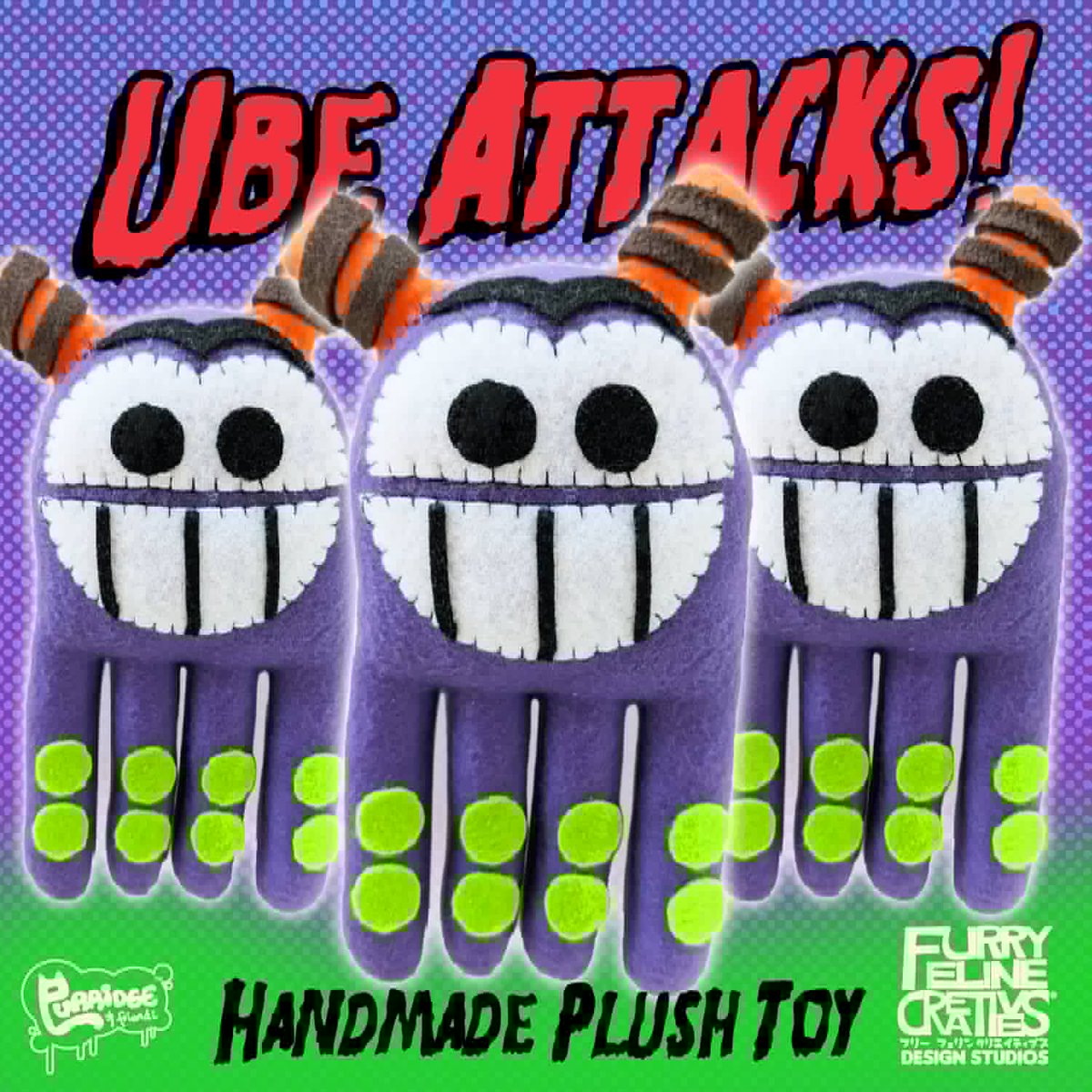 furry_feline's tweet photo. Announcing the second wave of SDCC Exclusives!
Handmade Ube Attacks Monster Plushie! 

Straight from the sweetest side of outer space comes the Ube Monster—a mischievous handmade plush inspired by creamy ube ice cream, crunchy waffle stick horns.  #furryfelinecreatives #SDCC #Ube https://t.co/4YM3nuL1Jh
