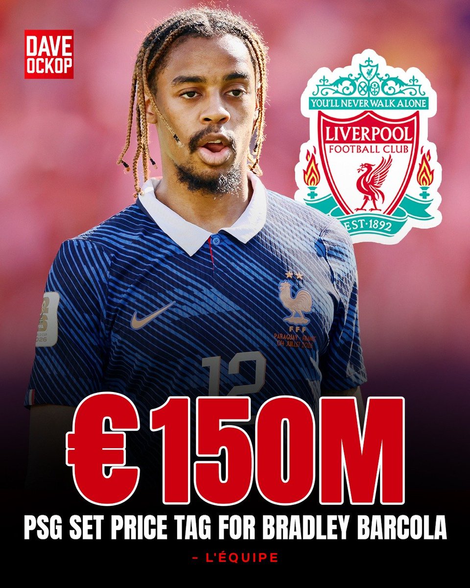 DaveOCKOP's tweet photo. PSG want €150M for Bradley Barcola. 

Arsenal, and especially Liverpool, are interested in signing the France international winger. (L'Équipe) https://t.co/WXUUr02b3O