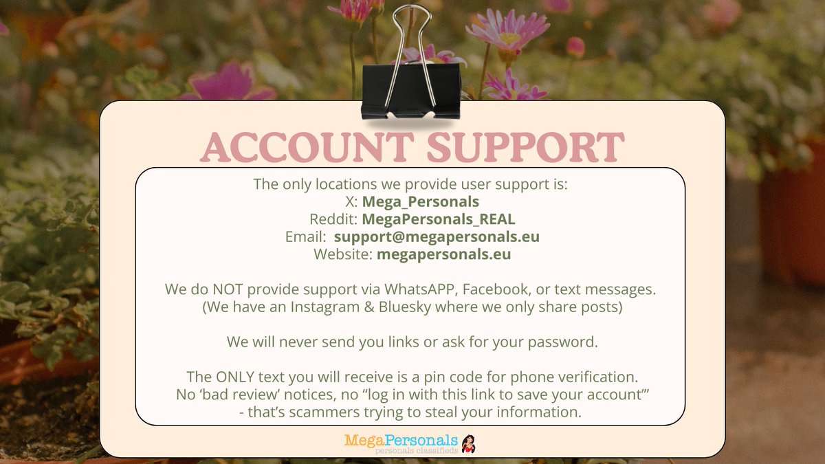 Mega_Personals's tweet photo. Keep your account safe. Stay vigilant. https://t.co/M0J6P4HZ5i