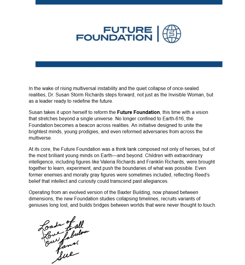 StellarAegis's tweet photo. 🌐 THE FUTURE FOUNDATION IS REFORMING 🌐

We are officially looking for MENTORS—brilliant heroes, minds, to guide the next generation of multiversal prodigies.

Will you help us build bridges between worlds?

(Offered Positions listed below!) https://t.co/9I3ZYtGoUc