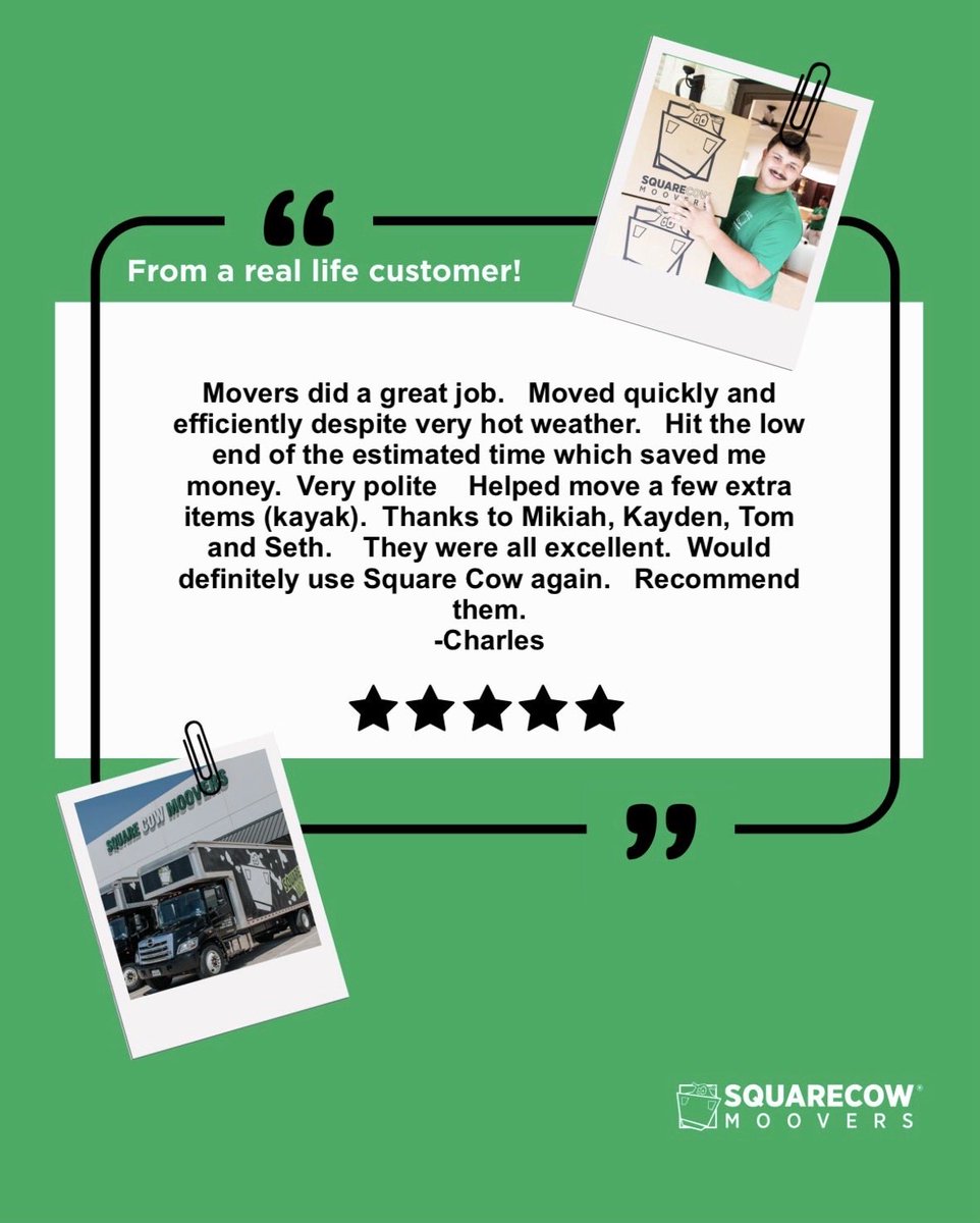 SquareCowN_CLT's tweet photo. There are few things that mean more to a small, business than hearing we made a difference for our clients.

Every 5-star review reminds us why we do what we do. We’re so grateful to everyone who’s trusted us with their move, &amp; taken time to share it. Thank you for your support! https://t.co/6I8FHg7Kyp