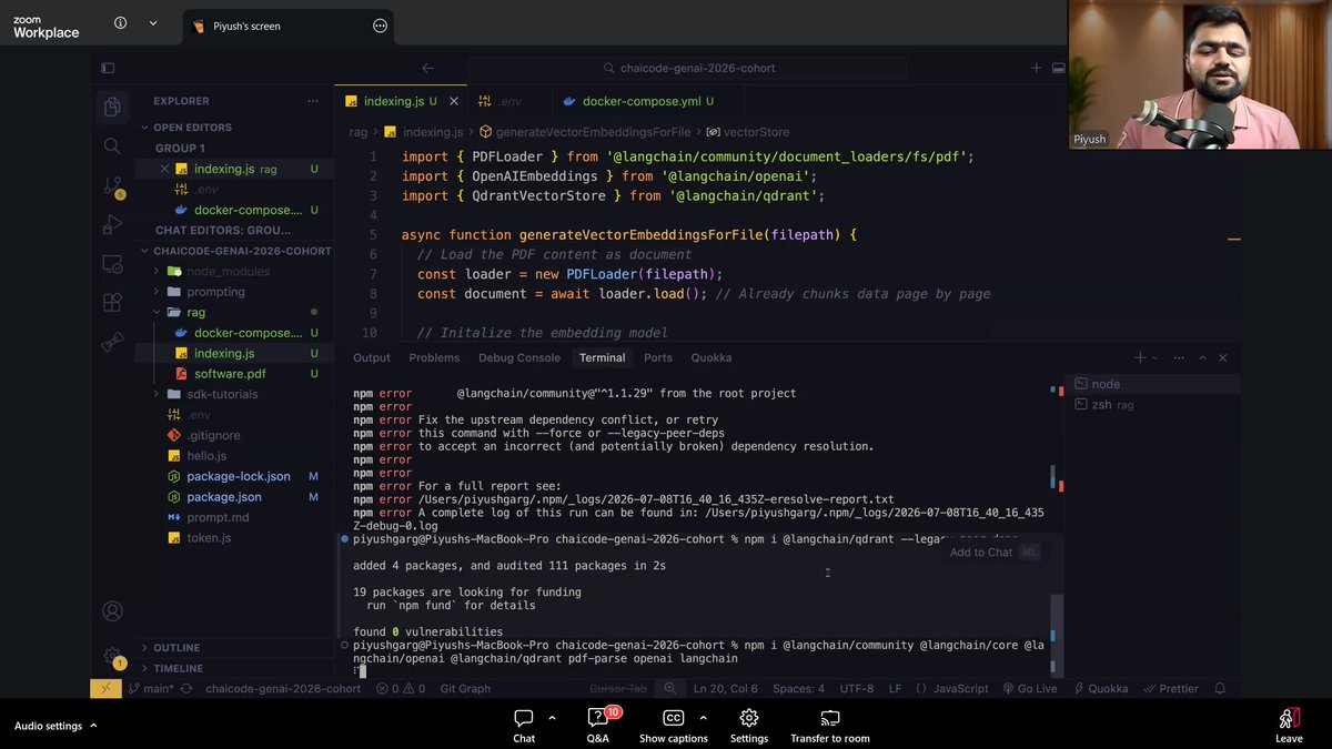 shivanshuu_dev's tweet photo. Todays GenAI class in chAIcode by @piyushgarg_dev
was all about RAG...

Dived into the pool of RAG and learned 
> How RAG works 
> Phases of RAG 
> Indexing and Querying Pipeline 
> Created a PDF analyser using RAG  
> VectorDB Qdrant

#chaicode https://t.co/Et25MxpSIU