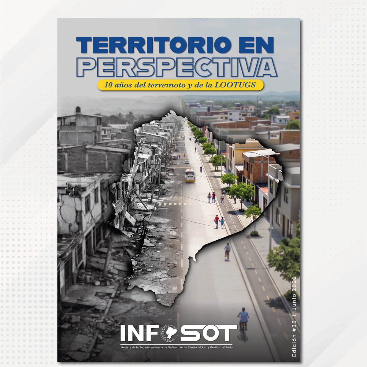 sot_ecuador's tweet photo. #EdiciónEspecial | A una década del #16A y de la promulgación de la Ley Orgánica de Ordenamiento Territorial, Uso y Gestión de Suelo, #SOTEcuador presenta una entrega especial de nuestra revista institucional #INFOSOT.
En esta edición, especialistas y técnicos realizan un análisis sobre:
•La regulación de edificaciones y construcciones de alta concurrencia de personas.
•Del riesgo declarado al riesgo gestionado.
•Reconstruir sin reconstruir el riesgo: lecciones territoriales del terremoto del 16A en Ecuador.  

Accede a  la revista en el siguiente enlace: https://t.co/kUjFyJ6e8U