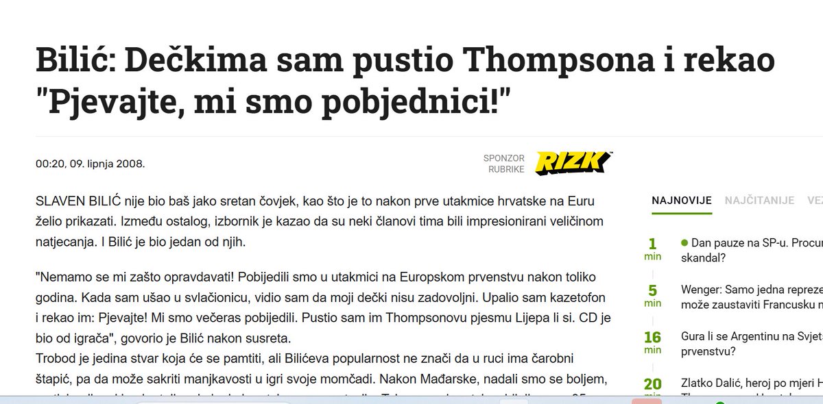 MiseticLaw's tweet photo. Hoće li se i Slavenu Biliću rugati kako voli 'Rvatsku i porucit mu da mu je Hrvatska "rezervna Domovina"? "Bilić: Dečkima sam pustio Thompsona i rekao 'Pjevajte, mi smo pobjednici!' " https://t.co/ZpvETqNPUX https://t.co/LL40GfrOOg