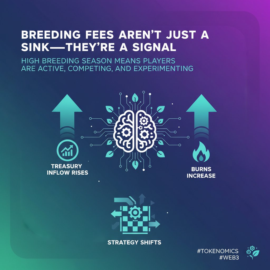 rez177e6's tweet photo. Breeding fees aren’t just a sink—they’re a signal. High breeding season means players are active, competing, and experimenting. Treasury inflow rises, burns increase, and strategy shifts ⚙️🌱 #Tokenomics #Web3 https://t.co/Cj7UjSVFz0