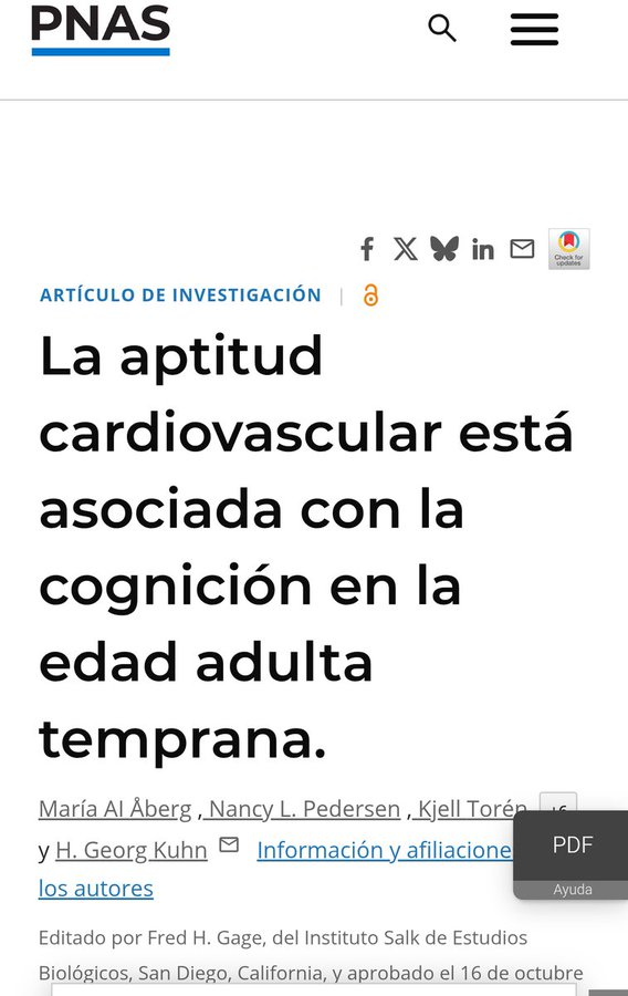 virginiog's tweet photo. Relación ejercicio-cerebro  Estudio masivo PNAS mostró que mayor fitness aeróbico a 18 años se asocia a mejores puntuaciones de CI (lógico, verbal, etc.) 

La resistencia cardiovascular es predictor de mejor rendimiento cognitivo y mayores logros educativos https://t.co/FZatRaDwCj