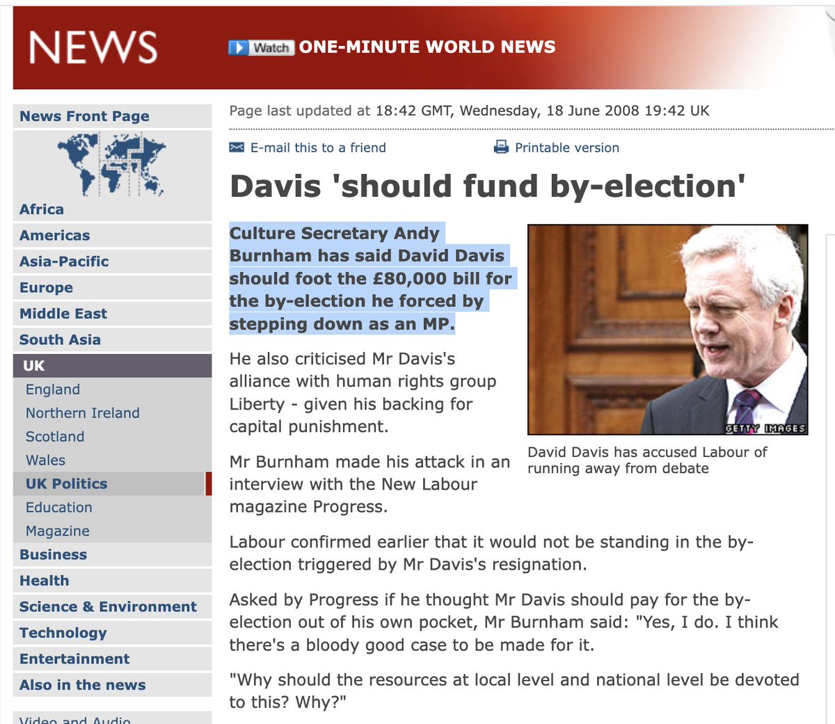 RaheemKassam's tweet photo. I'm old enough to remember how back in the day @andyburnham himself DEMANDED that David Davis should pay for the by-election he triggered.

Today, Andy Burnham's colleagues say that would be "illegal."

Which is it? https://t.co/nPsVdc8dEP
