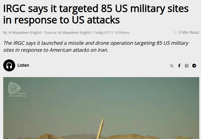 TheGreeneBJ's tweet photo. One day Americans will start asking why we have 85 US military sites surrounding Iran https://t.co/G2LK1eVi3k
