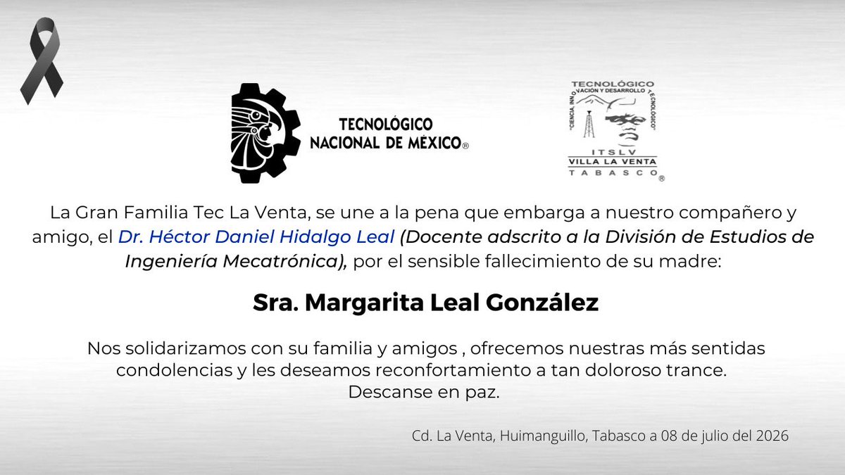teclaventa's tweet photo. Con profundo pesar, expresamos nuestras más sinceras condolencias a nuestro querido compañero por el sensible fallecimiento de su apreciada mamá.
Descanse en paz. 🕊️🤍 https://t.co/eW2u2UpEJr