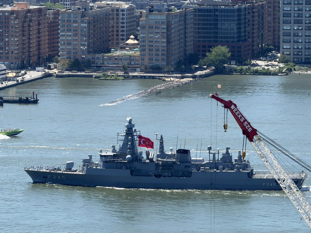 gtconway3d's tweet photo. Not every day you see a Turkish frigate sail by your window on the Hudson https://t.co/FioRPu78Fm