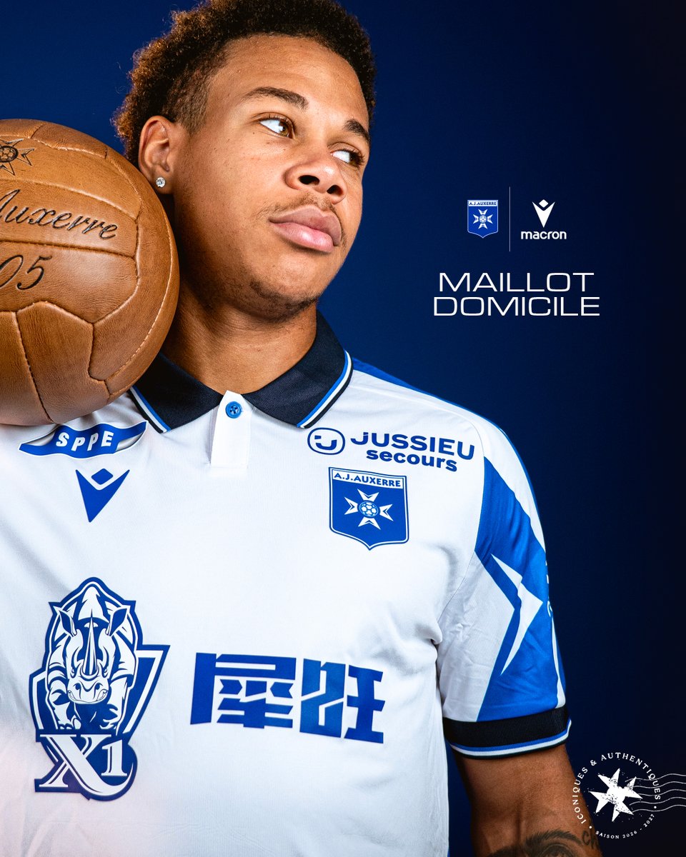 AJA's tweet photo. 👕 L’AJ Auxerre et @MacronSports sont heureux de vous dévoiler le maillot de la saison 2026-2027, hommage à notre fabuleux doublé coupe-championnat il y a 30 ans 🏆

ℹ️ Disponible dès demain matin en ligne et dans nos boutiques

#TeamAJA #IconiquesAuthentiques https://t.co/KOqvN3Si1X