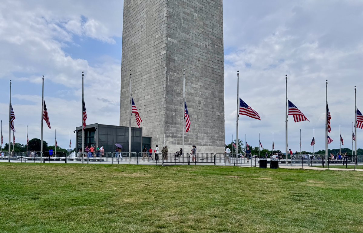 Interior's tweet photo. Flags at all @Interior facilities are flying at half-staff through July 11 in honor of wildland firefighters Sydney Watson, Emily Barker, and Nick Hutcherson, who lost their lives in the line of duty.

We honor their courage and commitment to protecting others. Please keep their families, friends, and fellow firefighters in your thoughts and prayers.

Their sacrifice will never be forgotten.