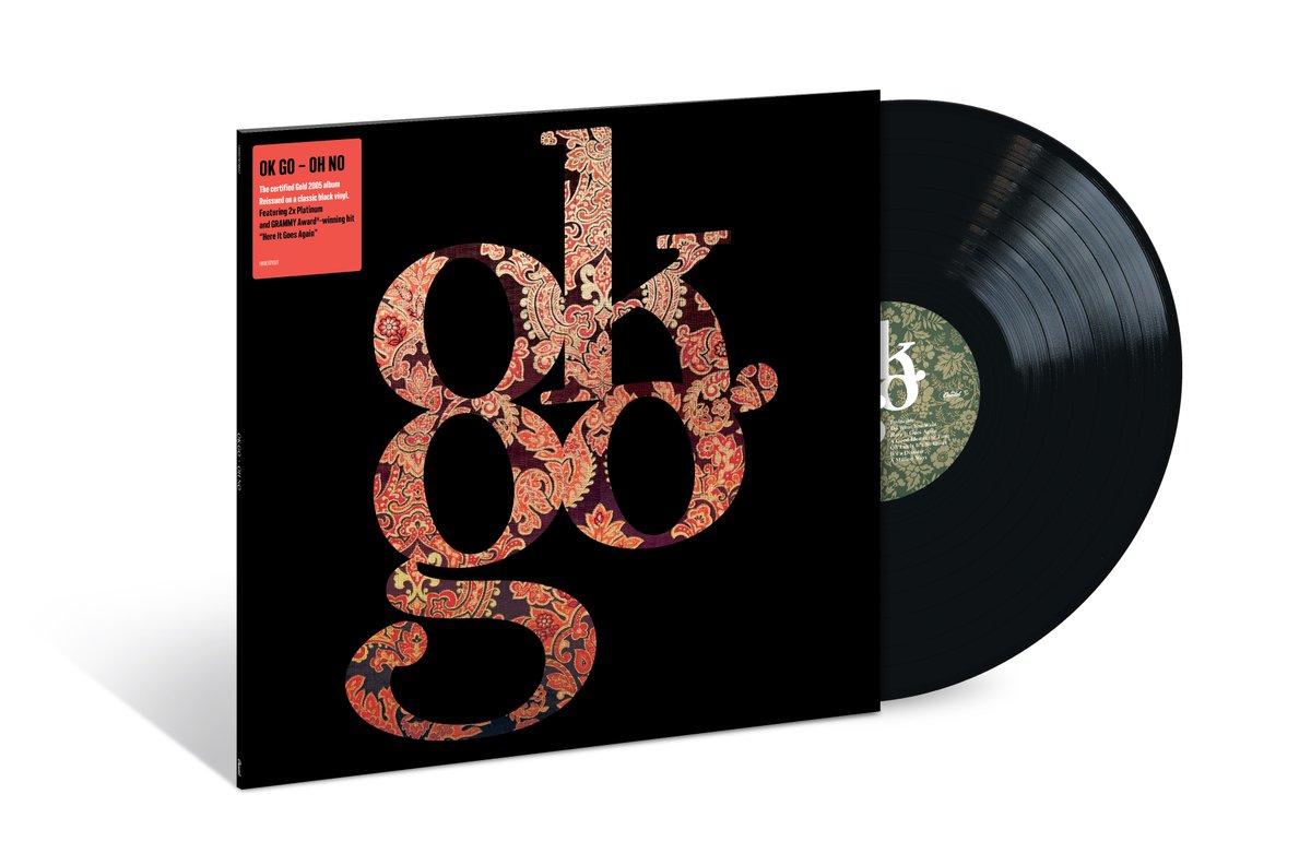 okgo's tweet photo. 🏅 OK GoLD🏅 

Our second album, Oh No, is now officially a Gold Record, and “Here It Goes Again” is DOUBLE PLATINUM, which is a lot of platinums.  

To celebrate, we’re releasing some all-new editions of the album, encapsulating everything from our Oh No era: rare covers, B-sides, live acoustic recordings, and more.   

This is the album that changed everything for OK Go, and this new reissue is the definitive collection. Get a copy for yourself and another for your friend who only knows us as Those Treadmill Guys as a thank you for helping us with all those platinums.