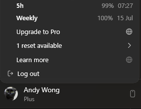 andywongcg's tweet photo. Here we go again for another reset on codex https://t.co/TsEVxBJkZD