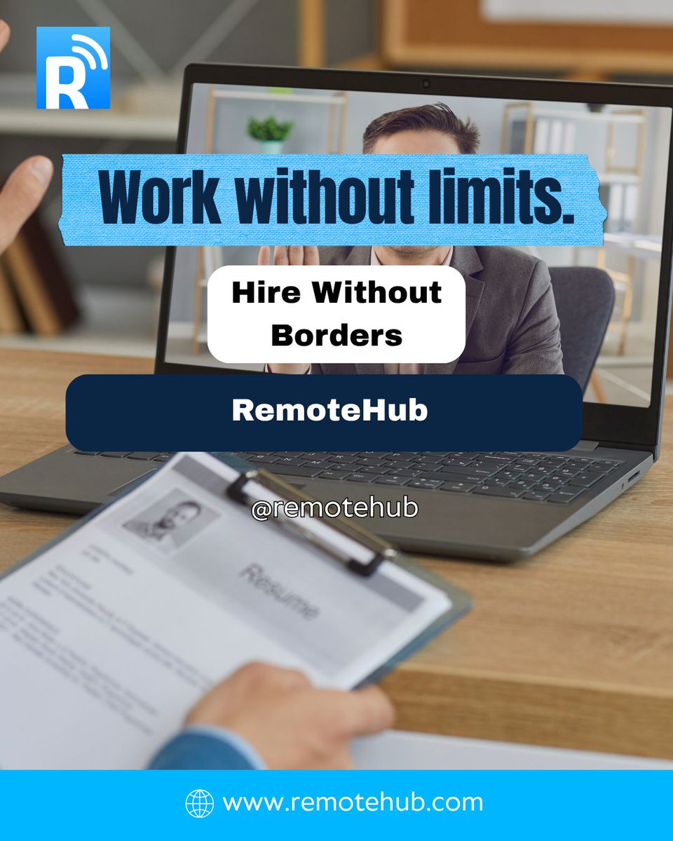 remotehub_com's tweet photo. The future of work has no borders. π
πΌ Hire smarter.
π Work from anywhere.
π Grow without limits.
π https://t.co/LMBOCQFqDF
#RemoteHub #RemoteWork #RemoteJobs #HireRemoteTalent #GlobalHiring #WorkFromHome #FreelanceJobs https://t.co/ufZ4mDkB9H