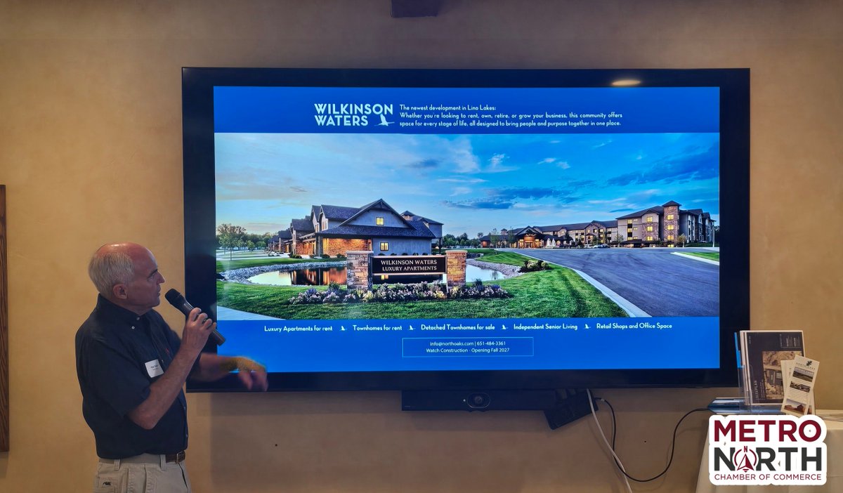 MetroNorthChamb's tweet photo. Congrats to Wilkinson Waters on your groundbreaking! This new development in @linolakes_mn will offer luxury apts, townhomes, senior living, retail and office space. Looks to be beautiful! #buildingbusiness #buildingcommunity https://t.co/K9RXCyIbxC