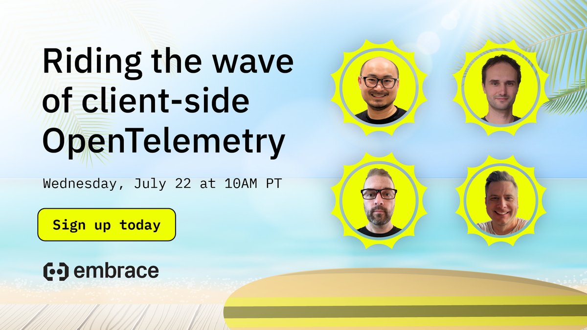 embracemobile's tweet photo. 🏄 Catch the wave: client-side #OpenTelemetry is booming! Join #Android, #Kotlin & Browser SIG leads to hear what's production-ready & what's next.
📍 Register: https://t.co/B1OdXK4BDJ
🗓️ Wed, July 22, 10AM PT https://t.co/rpyiayxeqi