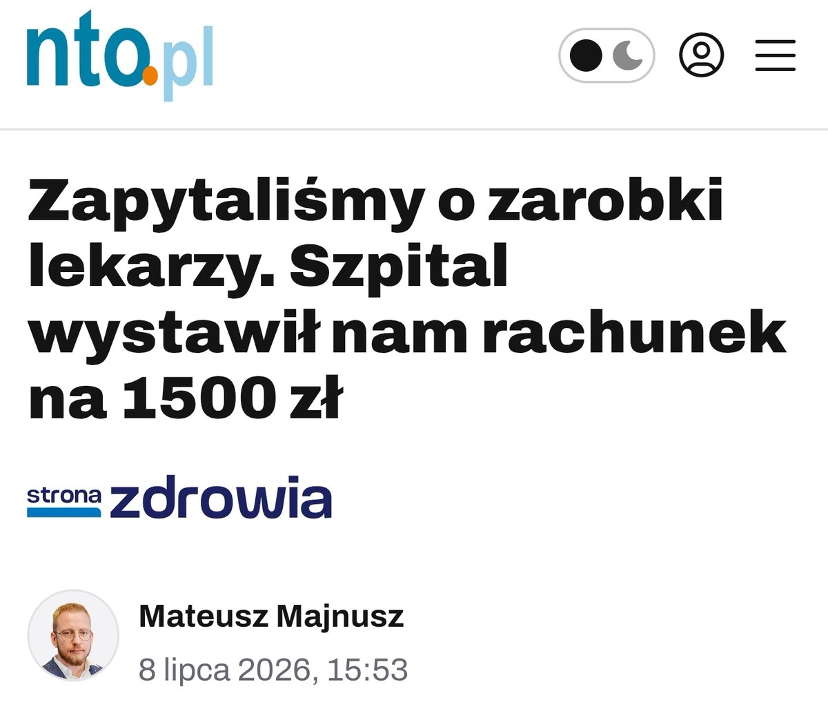 DawidParzyk's tweet photo. "Brzeskie Centrum Medyczne chce od NTO półtora tysiąca złotych za odpowiedź na pytania dotyczące wynagrodzeń lekarzy. Dyrekcja szpitala twierdzi, że przygotowanie informacji... zajmie pracownikowi dużo czasu. I że bez wniesienia opłaty odpowiedzi nie będzie."

https://t.co/0yxqjh9a76