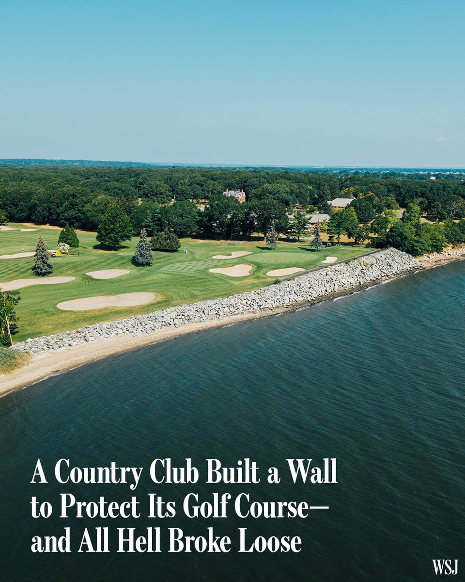 WSJ's tweet photo. When the 14th hole of a golf course started to sink into the sea, a Rhode Island country club built a rock wall. 

It started a war. 

🔗 Read more: https://t.co/npsXp491qS https://t.co/3NHq5ptSnG
