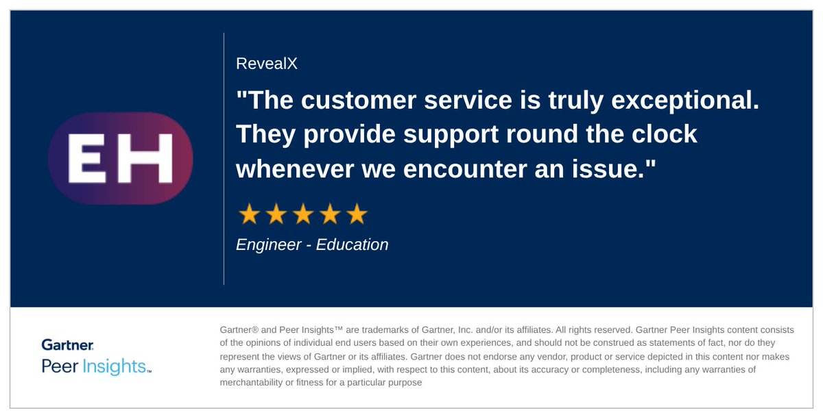 ExtraHop's tweet photo. ⭐️⭐️⭐️⭐️⭐️ Engineer in the Education Industry gives RevealX 5/5 Rating in Gartner Peer Insights™ Network Detection and Response Market. 

Read the full review here: https://t.co/7xU0w3IAd7 https://t.co/WHSIVE9NRK