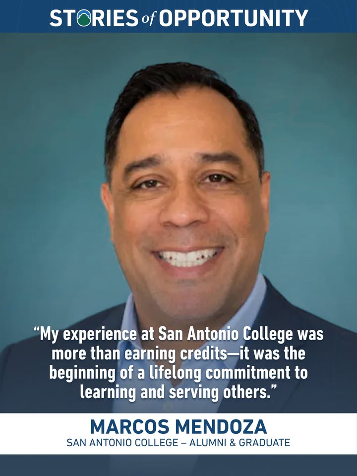 AlamoColleges1's tweet photo. Marcos Mendoza has dedicated his life to serving others. At San Antonio College, he found the foundation for a lifelong career of leadership, service, and making a difference.

Read his story: https://t.co/k5cvLHCBMc
#Alamo80 https://t.co/kidzwjv1L3