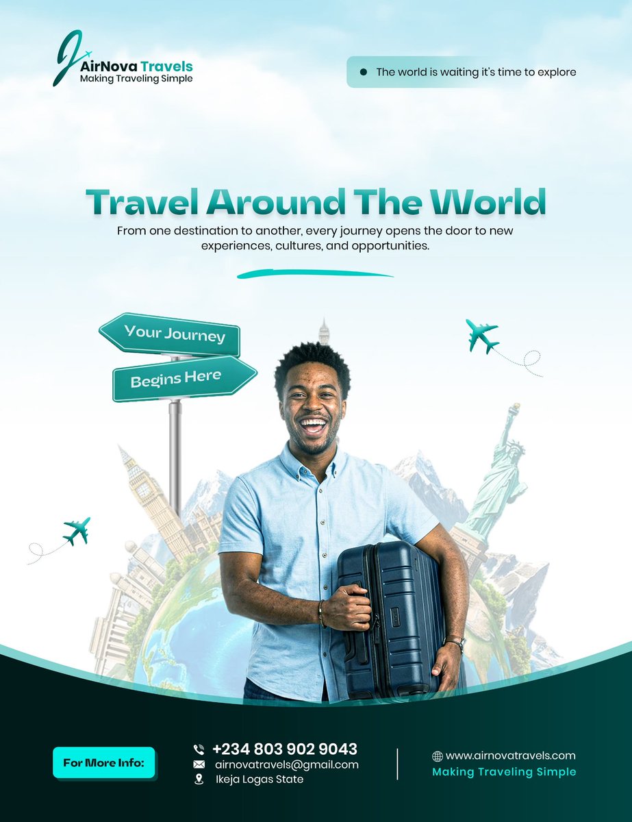 danielgraphics1's tweet photo. AirNova Travels
Your journey begins with the right choice

Send a 📩 DM for your brand design

#danielgraphics #flyer #airnovatravels #branding #socialmediaflyer https://t.co/NBres8k2yU