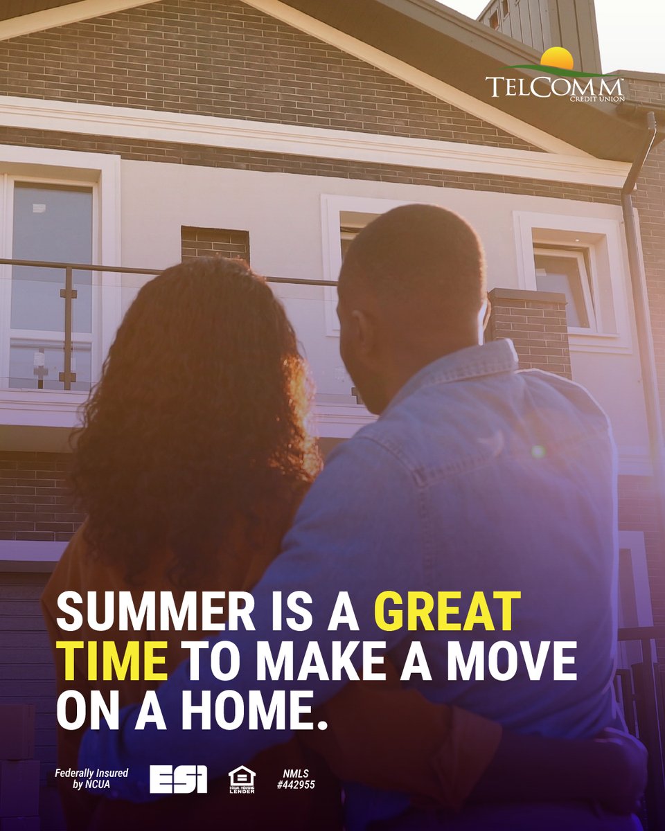 TelcommCU's tweet photo. Summer is a great time to make a move on a home. 🏠
TelComm home loans are designed to help members navigate the process from pre-approval to closing day. 
Let us help you get there.

#HomeLoans #HomeBuyingTips #TCUTips https://t.co/8Bgj9OBNv1