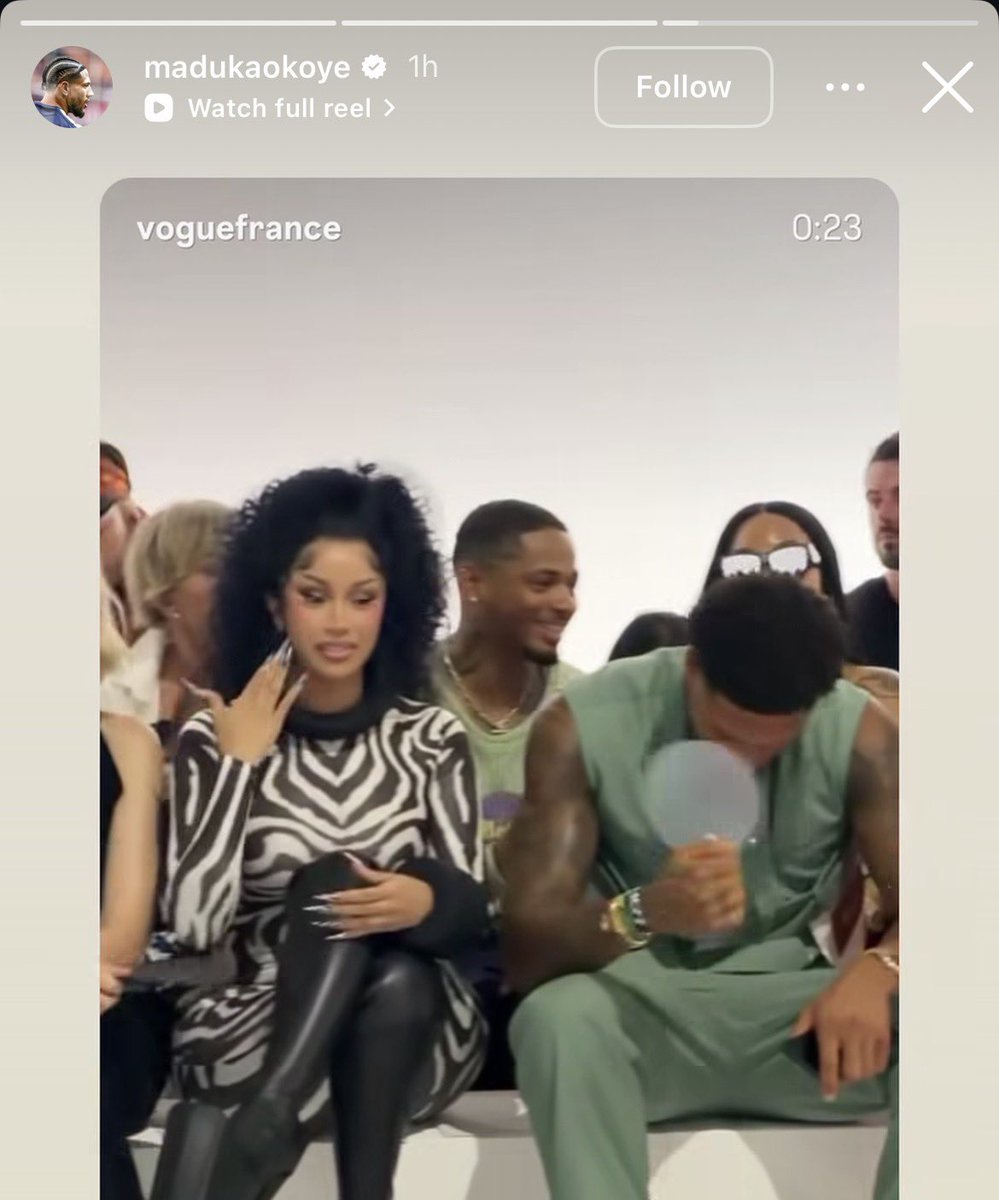 BardisMedia's tweet photo. Maduka Okoye shared photos of him &amp; Cardi B at Jean Paul Gaultier’s fashion show today on Instagram and Snapchat. https://t.co/Xyrr2DVu44