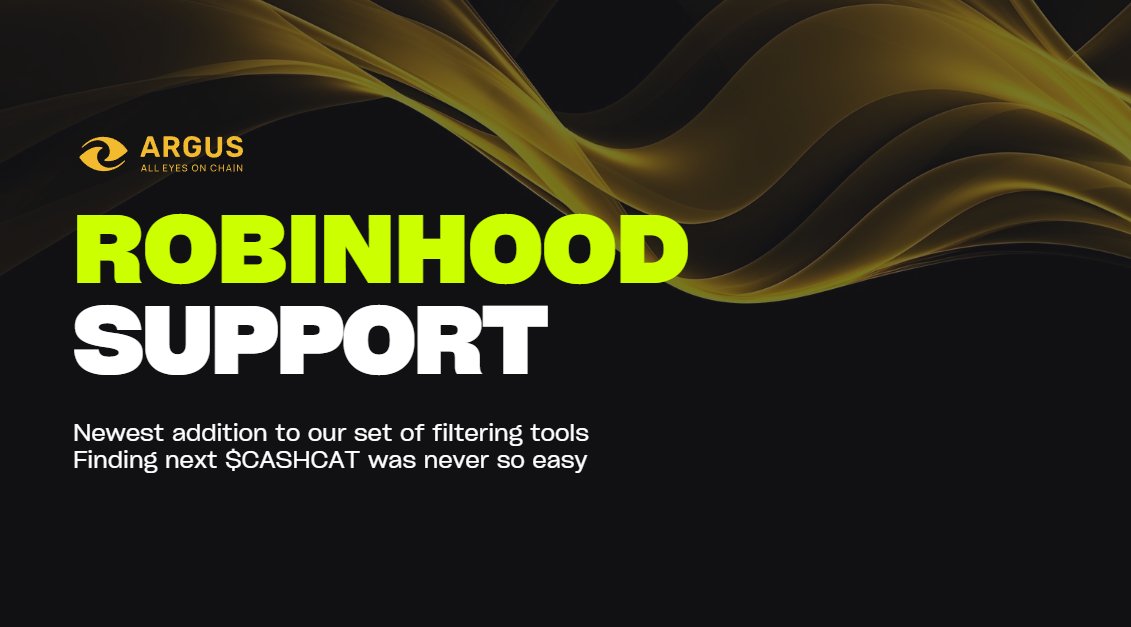 argus_bots's tweet photo. UPDATE 🟢💹

Today we release full support for Robinhood Chain! @RobinhoodApp  @RobinhoodCrypto 

Find the next $CASHCAT with support from our great tools. 

https://t.co/pS8PL1l5Ec https://t.co/elPYYwCKDE