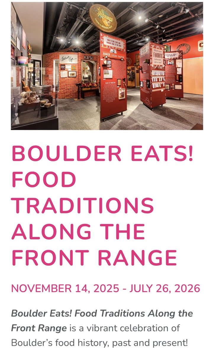 ilPastaio's tweet photo. A quick reminder! @MuseumofBoulder lauded exhibit 
Boulder Eats! Food Traditions Along the Front Range is coming to a close on JULY 26, 2026!
We were so proud to be a part of the exhibit. It was a true honor to be included among such pillars of our town's gastronomic history. https://t.co/OschKMag6q