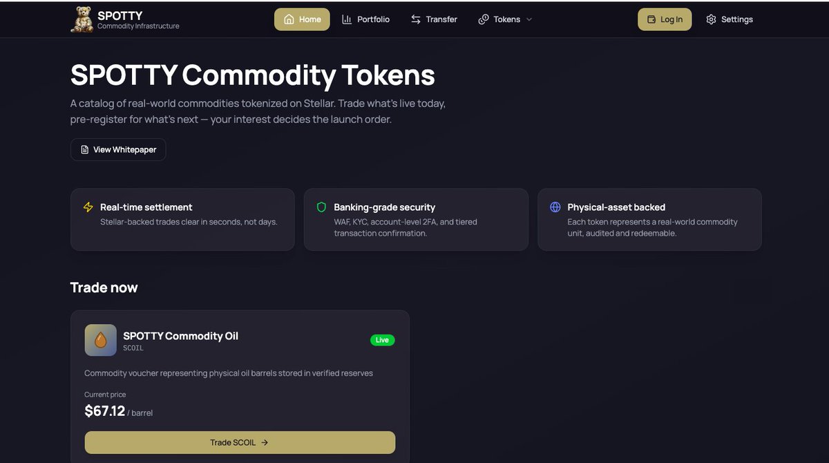 SPOTTY_RWA's tweet photo. @SPOTTY_RWA Infrastructure first. Token second.
We are very close to soft launch our first token: SPOTTY Commodities Oil (SCOIL) @BuildOnStellar @StellarOrg .  If you have any question, or would like to know more information, write in the comments or send us a message. https://t.co/R5xYSRV3Nc