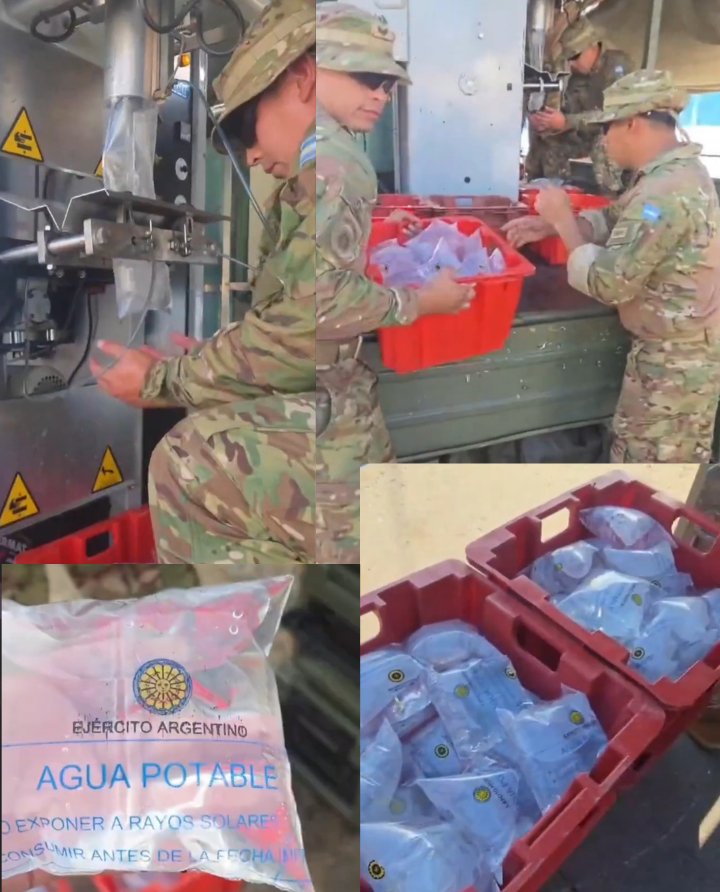Soylegionario's tweet photo. Ya están operando las plantas de aguas móviles del Ejército Argentino en La Guaira.💧🚰 Tremendo sistema de envasado que saca miles de bolsitas de aguas filtradas y selladas para ser distribuidas.

¡Gracias Argentina! 🇦🇷

🇻🇪 Más noticias como éstas por favor 🙏🏼 https://t.co/Z9jGm8fwFL