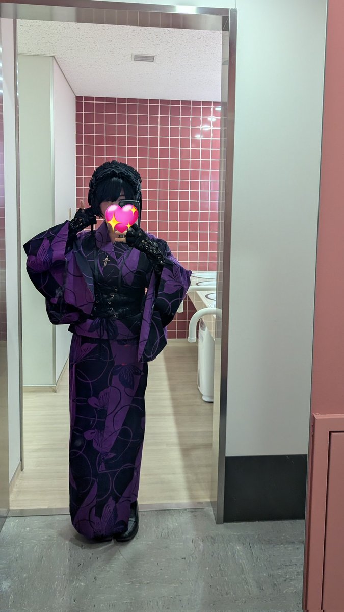 0den__30's tweet photo. 日芸七夕2026全身像はこちらでした〜🦋.⋆♱
(例年通りなるべくお家にあるもの低予算ｺｰﾃﾞですよ〜)

着付けはおばあちゃんがしてくれた！👘 https://t.co/V3Yqh45GF6