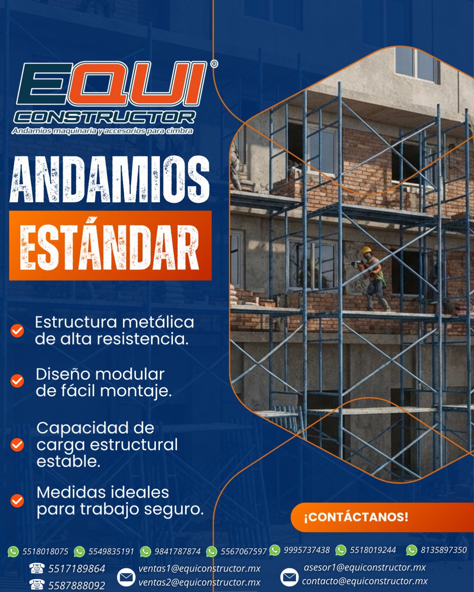 ConstructorEqui's tweet photo. Surtimos lotes completos de Andamio Tubular Estándar (marcos, crucetas, tablones y llantas) listos para entrega inmediata. En Equiconstructor tenemos el stock que tu constructora necesita para levantar cualquier estructura.
¡Contáctanos!
#Equiconstructor #MaterialesDeConstrucció https://t.co/V9WqW3pqPW
