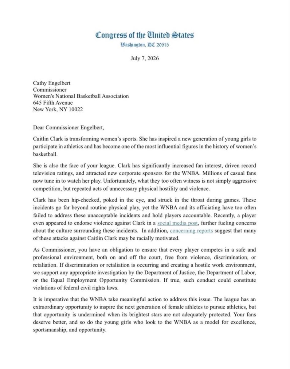 TrapNebula's tweet photo. CAITLIN CLARK YOU’VE DONE IRREVERSIBLE DAMAGE TO THE LEAGUE WHY THE FUCK IS CONGRESS GETTING INVOLVED? https://t.co/D2dCD4RBZR