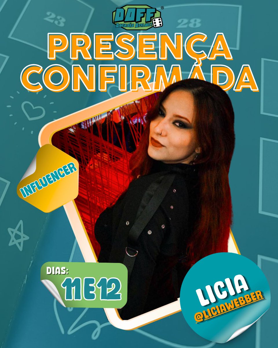 liciawebber's tweet photo. Quem eu vejo no #DOFF2026? Estarei presente TODOS OS DIAS no evento ✨

🍒 Dia 11 (sábado) vou estar de cosplay de Ayla, minha personagem de #XdaQuestãoRPG 

⭐️ Dia 12 (domingo) vou estar no estanda da New Order, das 16h até 18h30, junto com o elenco de #PresasExpostas! https://t.co/guemF1X2Zo